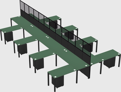Shared l-shape cubicle