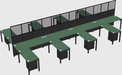 Shared l-shape cubicle