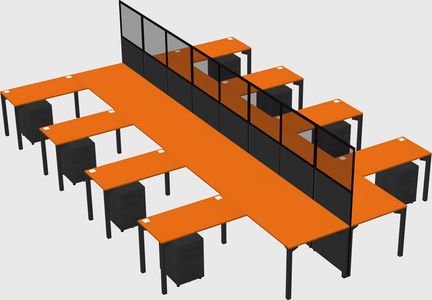 Shared l-shape cubicle