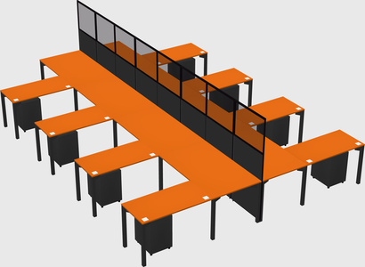 Shared l-shape cubicle