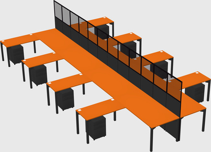Shared l-shape cubicle