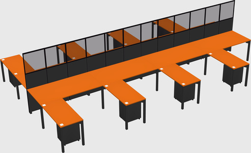 Shared l-shape cubicle