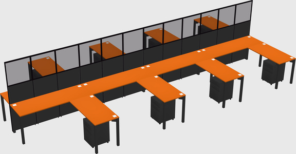 Shared l-shape cubicle