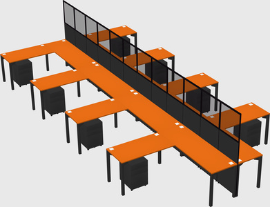 Shared l-shape cubicle