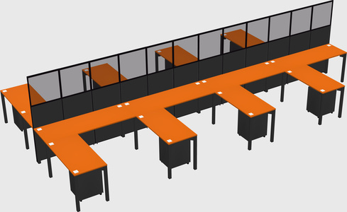 Shared l-shape cubicle