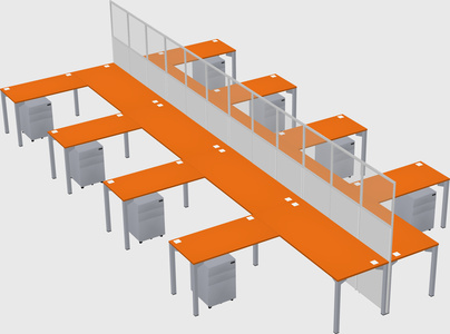 Shared l-shape cubicle