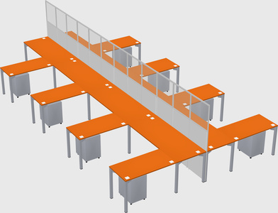 Shared l-shape cubicle