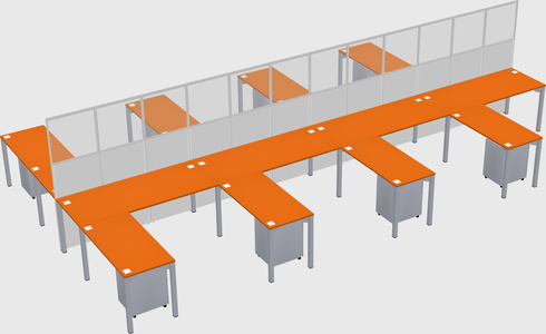 Shared l-shape cubicle