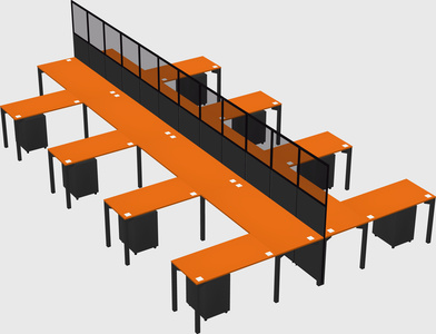Shared l-shape cubicle