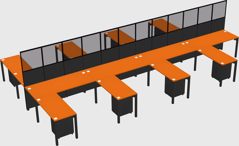 Shared l-shape cubicle