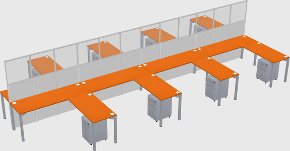 Shared l-shape cubicle