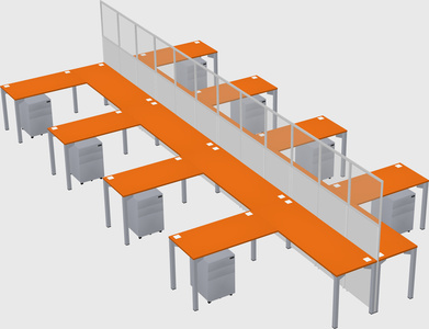 Shared l-shape cubicle