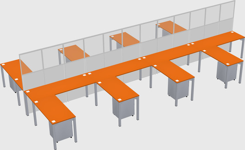 Shared l-shape cubicle