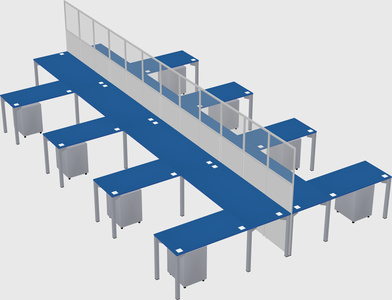 Shared l-shape cubicle
