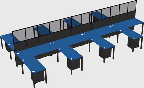 Shared l-shape cubicle