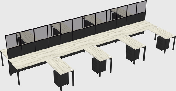 Shared l-shape cubicle