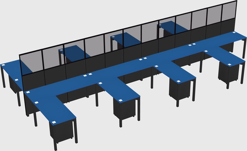 Shared l-shape cubicle