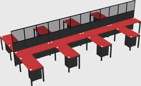 Shared l-shape cubicle