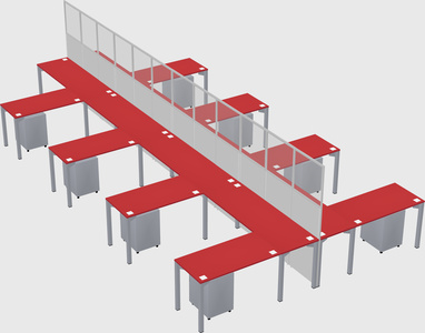 Shared l-shape cubicle