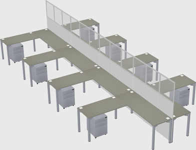 Shared l-shape cubicle