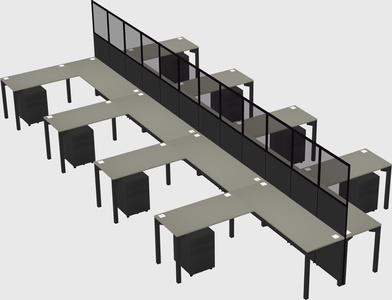 Shared l-shape cubicle