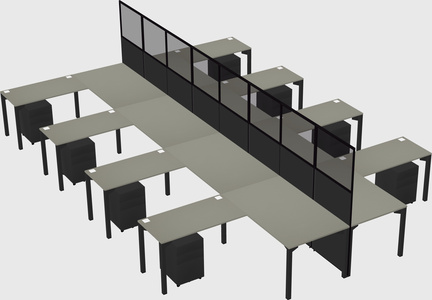 Shared l-shape cubicle