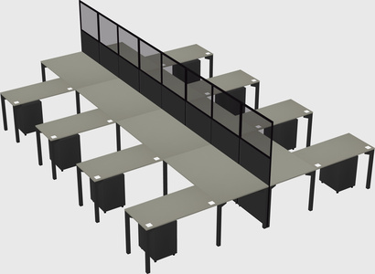 Shared l-shape cubicle