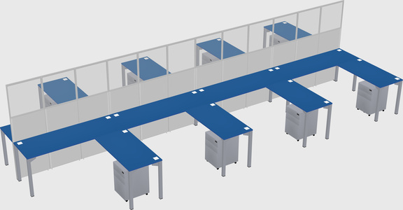 Shared l-shape cubicle
