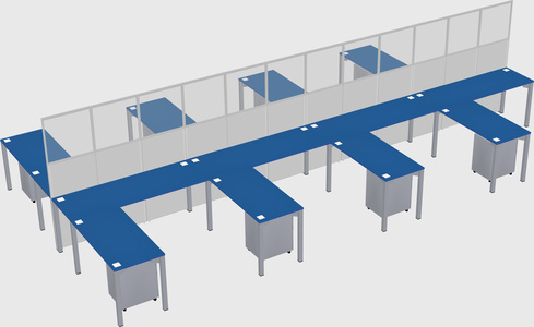 Shared l-shape cubicle