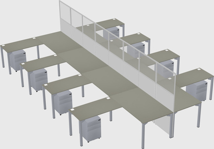 Shared l-shape cubicle