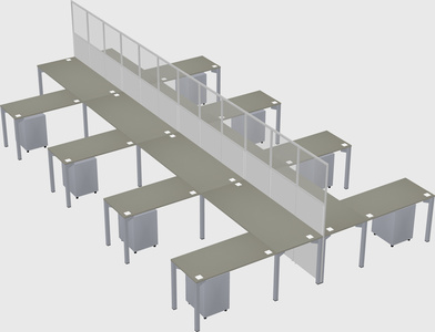 Shared l-shape cubicle