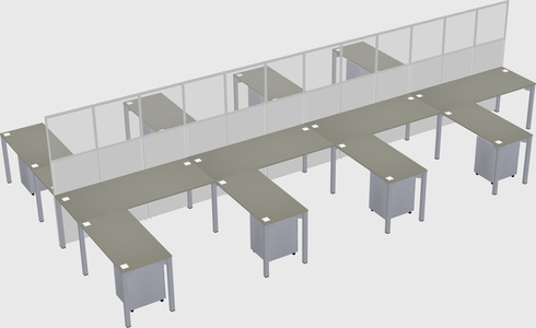 Shared l-shape cubicle