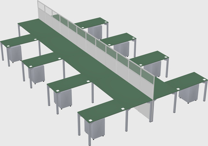 Shared l-shape cubicle