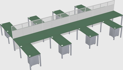 Shared l-shape cubicle