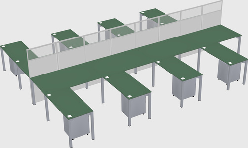 Shared l-shape cubicle