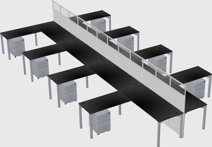 Shared l-shape cubicle