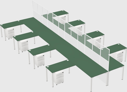 Shared l-shape cubicle