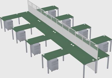 Shared l-shape cubicle