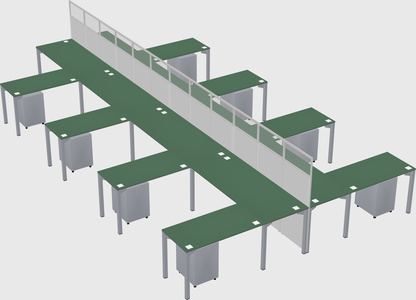 Shared l-shape cubicle