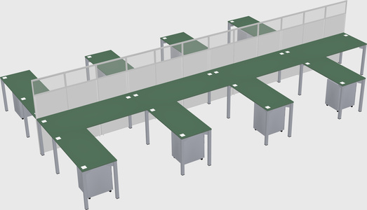 Shared l-shape cubicle