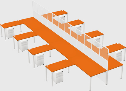 Shared l-shape cubicle