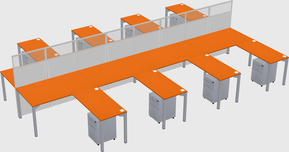 Shared l-shape cubicle