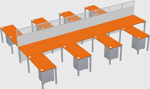 Shared l-shape cubicle
