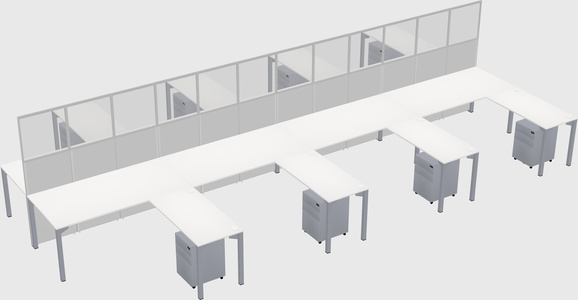 Shared l-shape cubicle