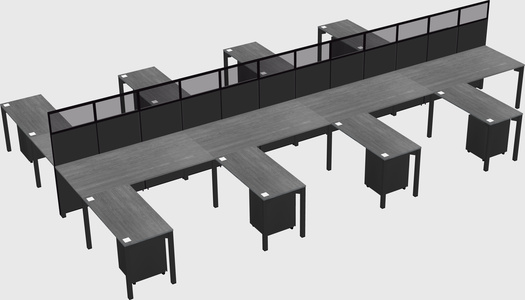 Shared l-shape cubicle