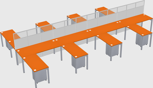 Shared l-shape cubicle