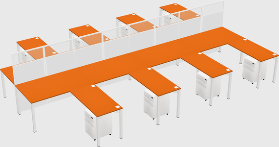 Shared l-shape cubicle