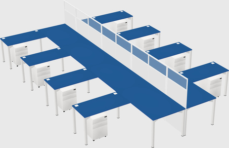 Shared l-shape cubicle