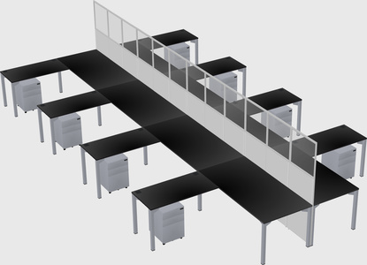 Shared l-shape cubicle