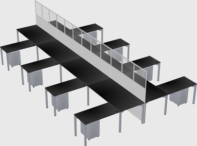 Shared l-shape cubicle